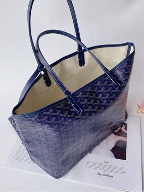 Navy Blue Patterned Tote Bag